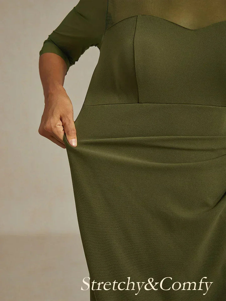 Elegant Beaded Illusion Neckline Formal Dress