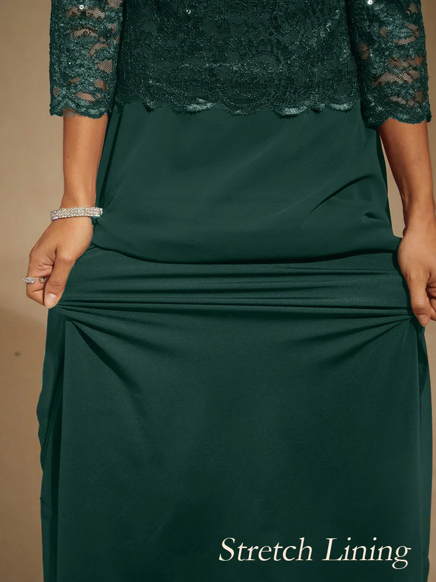 Elegant Lace and Chiffon Floor-Length Dress