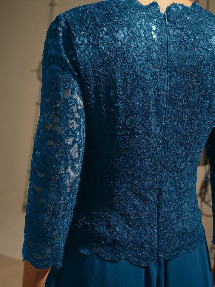 Elegant Lace and Chiffon Floor-Length Dress