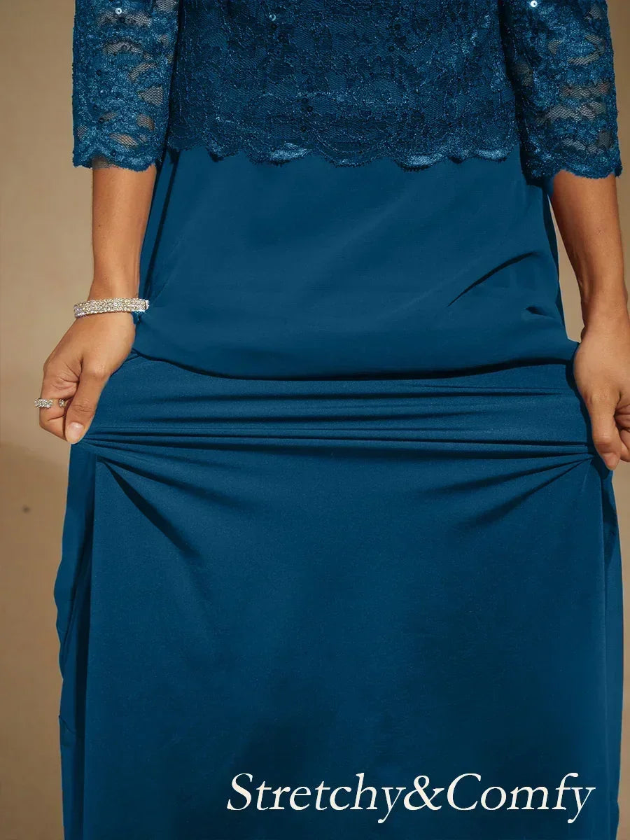 Elegant Lace and Chiffon Floor-Length Dress