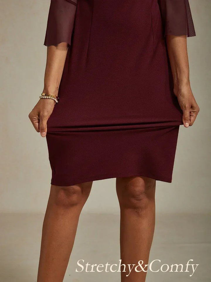 Elegant Sheath Cocktail Dress with Embellished Illusion Mesh Neckline