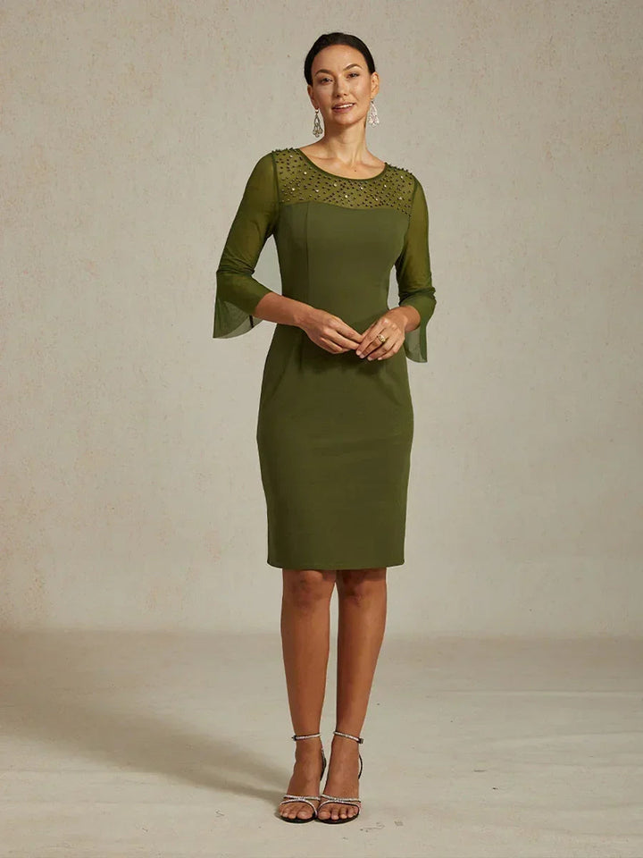 Elegant Sheath Cocktail Dress with Embellished Illusion Mesh Neckline