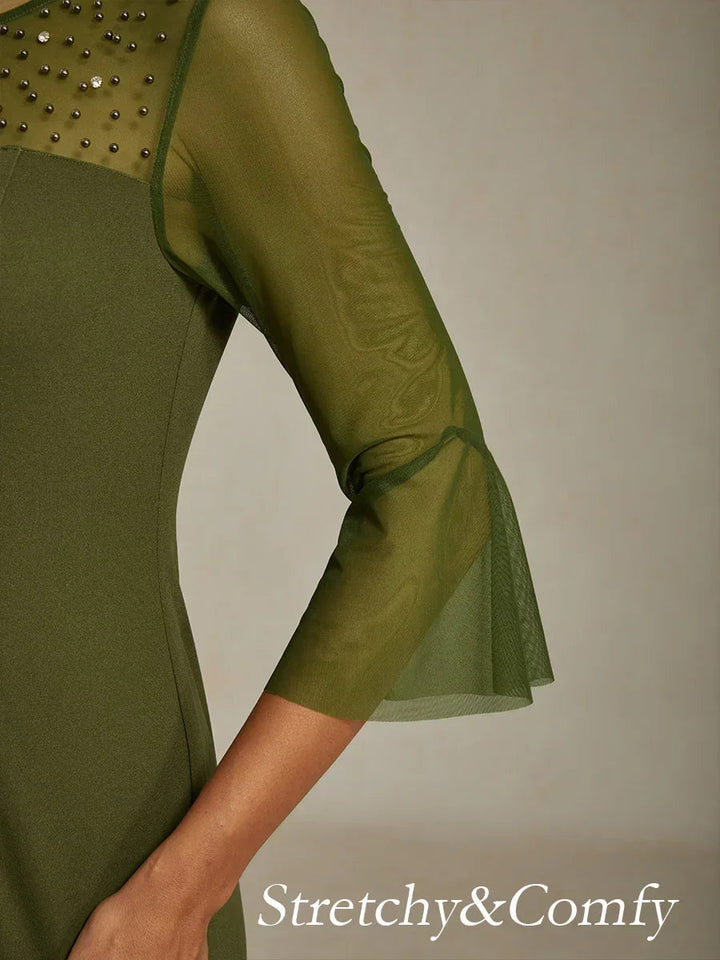 Elegant Sheath Cocktail Dress with Embellished Illusion Mesh Neckline