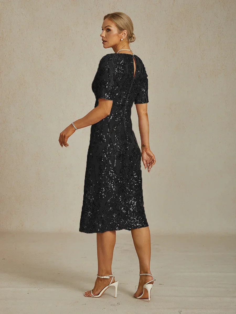 Elegant V-Neck Sequin Short Dress