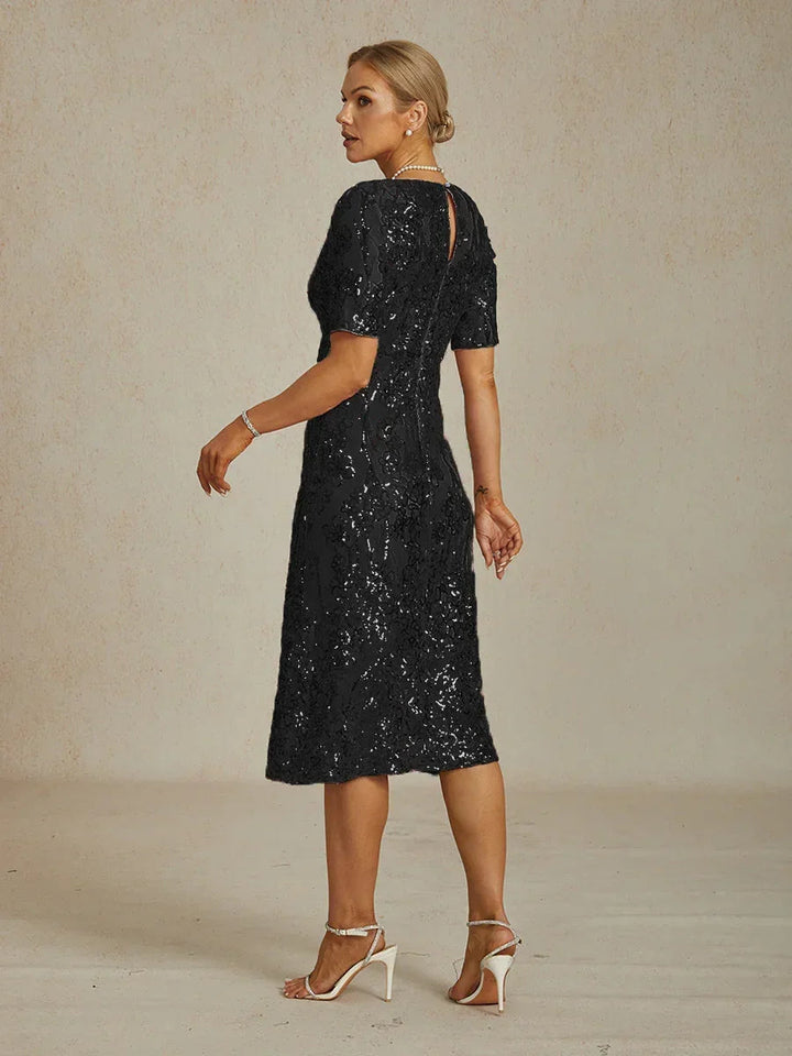 Elegant V-Neck Sequin Short Dress