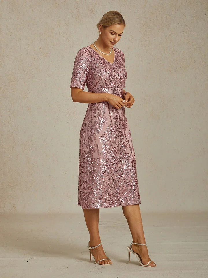 Elegant V-Neck Sequin Short Dress