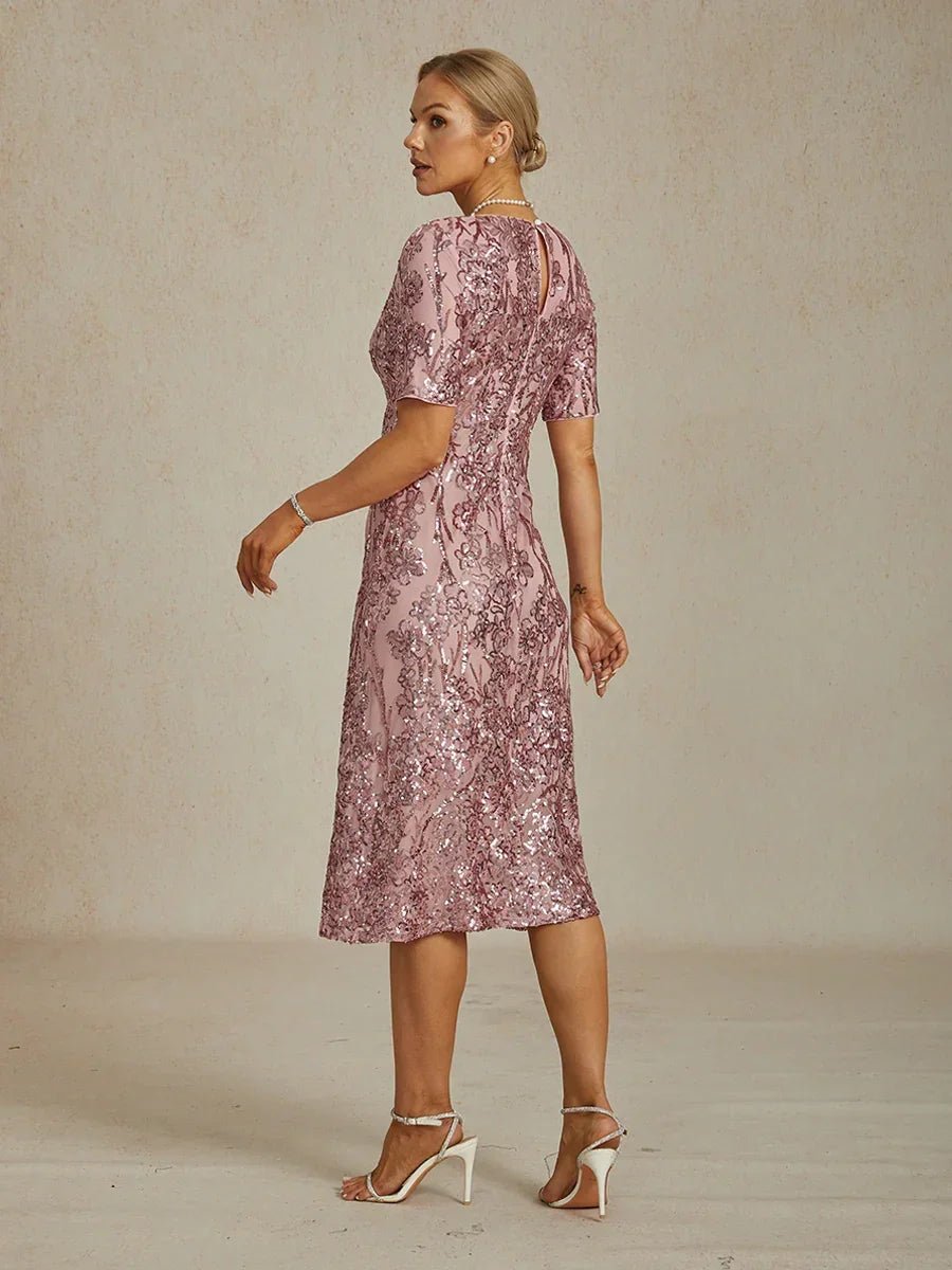 Elegant V-Neck Sequin Short Dress