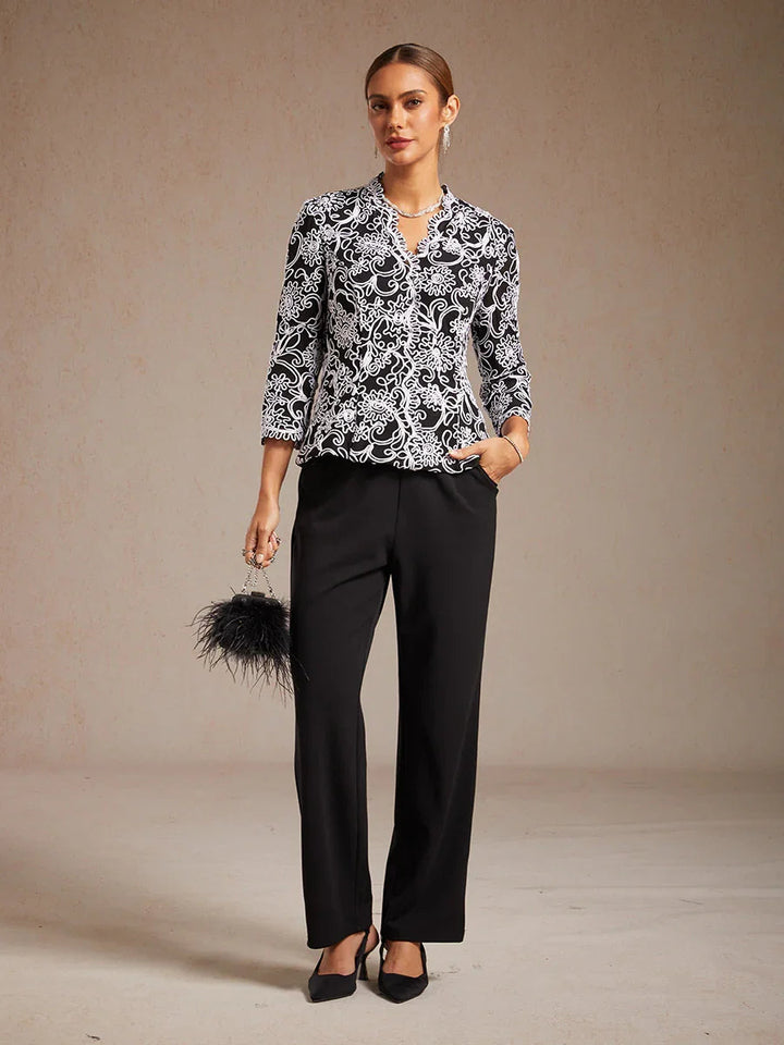 Floral Embroidered V-Neck Blouse