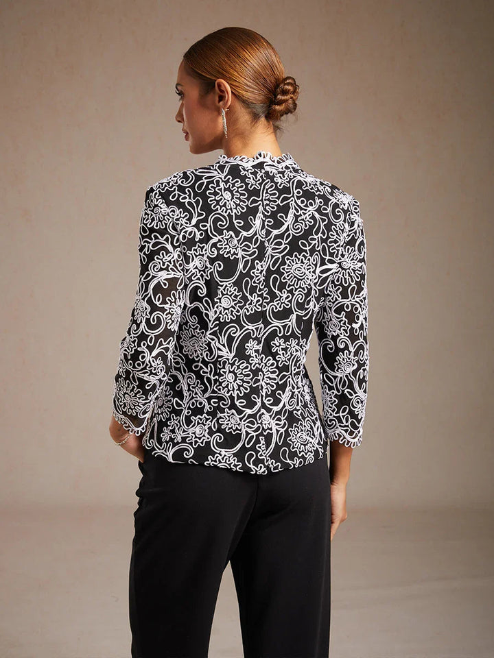 Floral Embroidered V-Neck Blouse