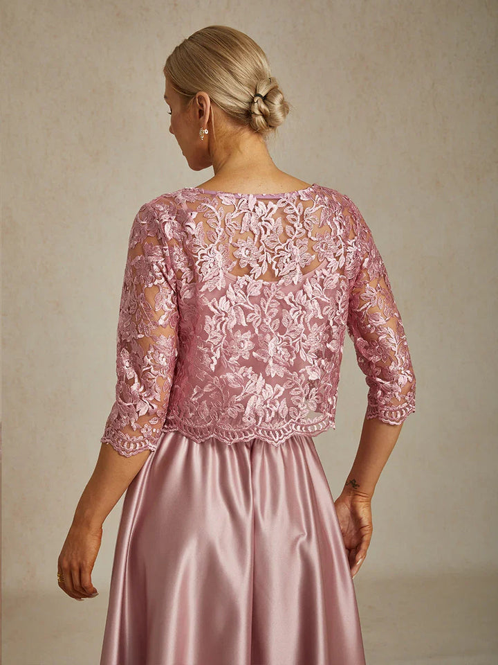 Floral Embroidered Lace Jacket With Scallop Detail