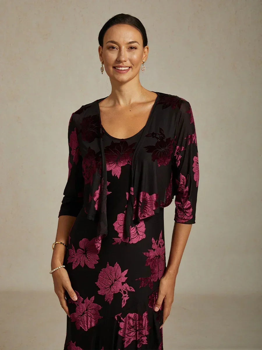Floral Stretch 3/4 Sleeve Shrug