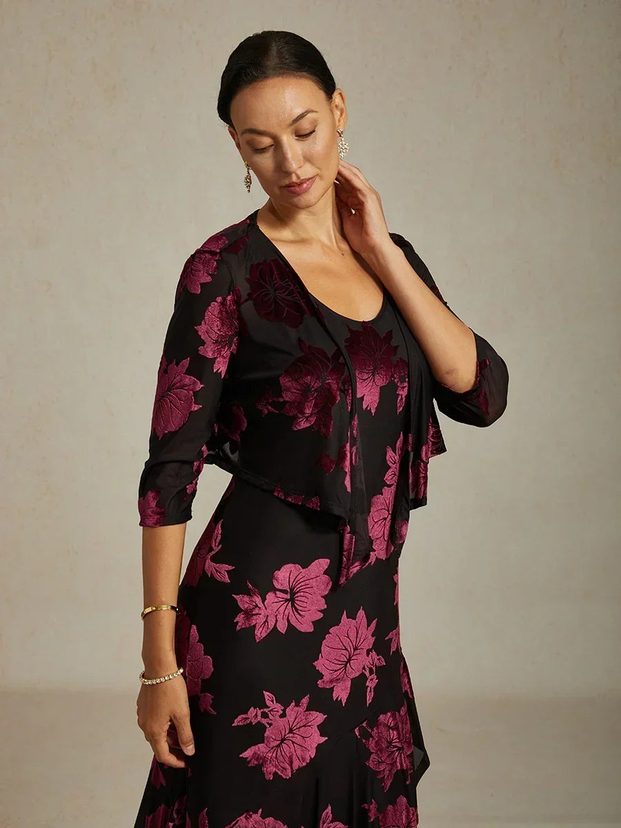 Floral Stretch 3/4 Sleeve Shrug