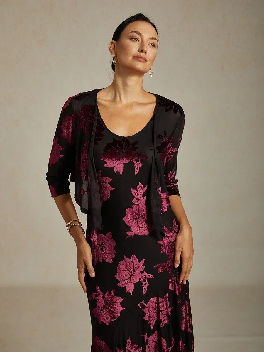 Floral Stretch 3/4 Sleeve Shrug
