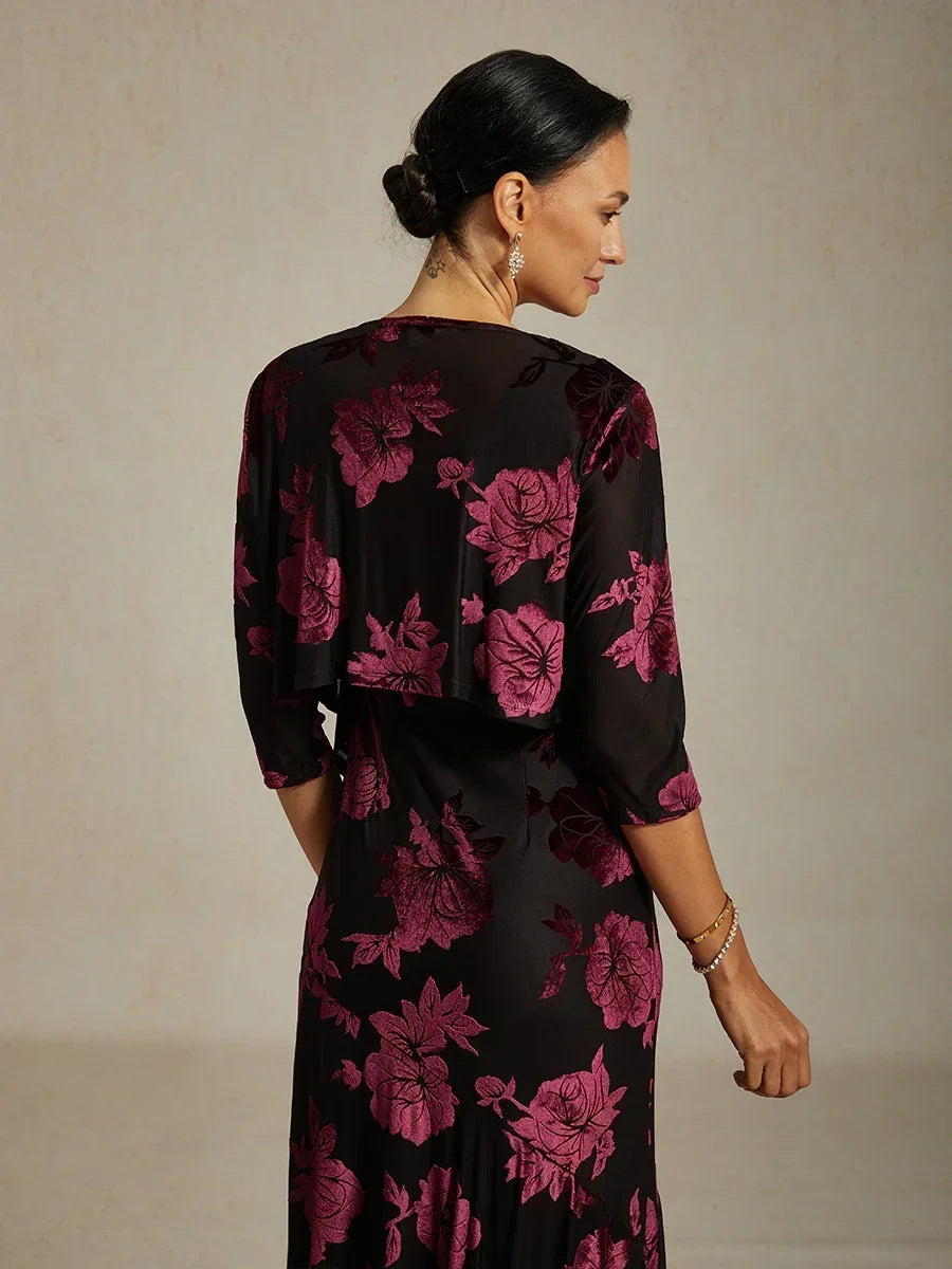 Floral Stretch 3/4 Sleeve Shrug