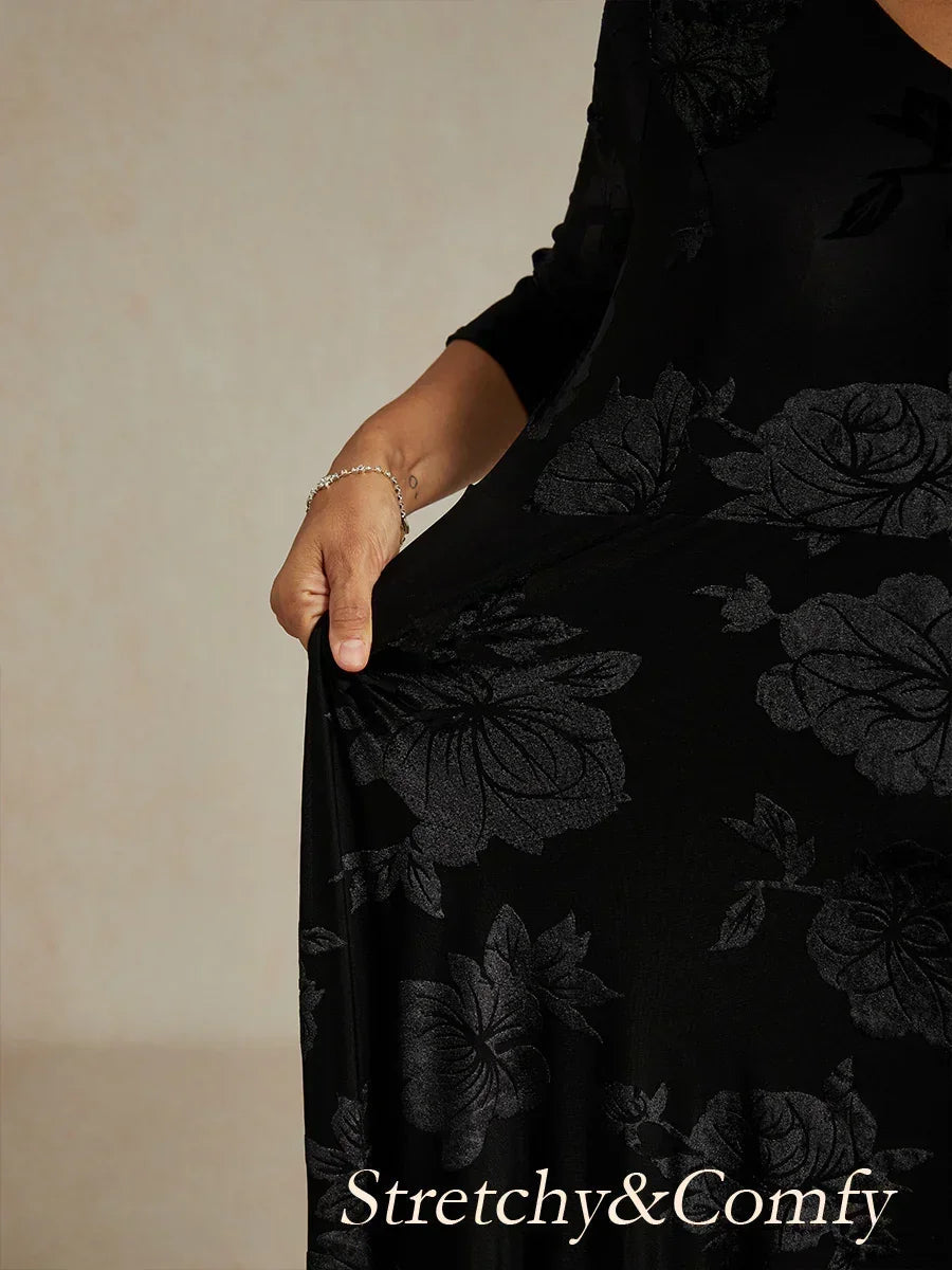 Floral A-Line Dress with Flutter Sleeves