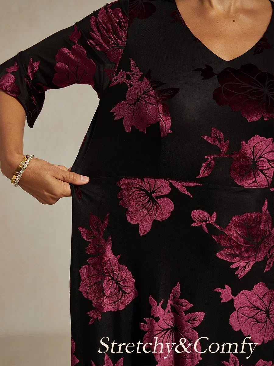 Floral A-Line Dress with Flutter Sleeves