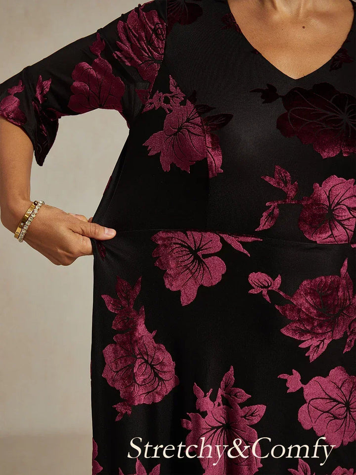 Floral A-Line Dress with Flutter Sleeves