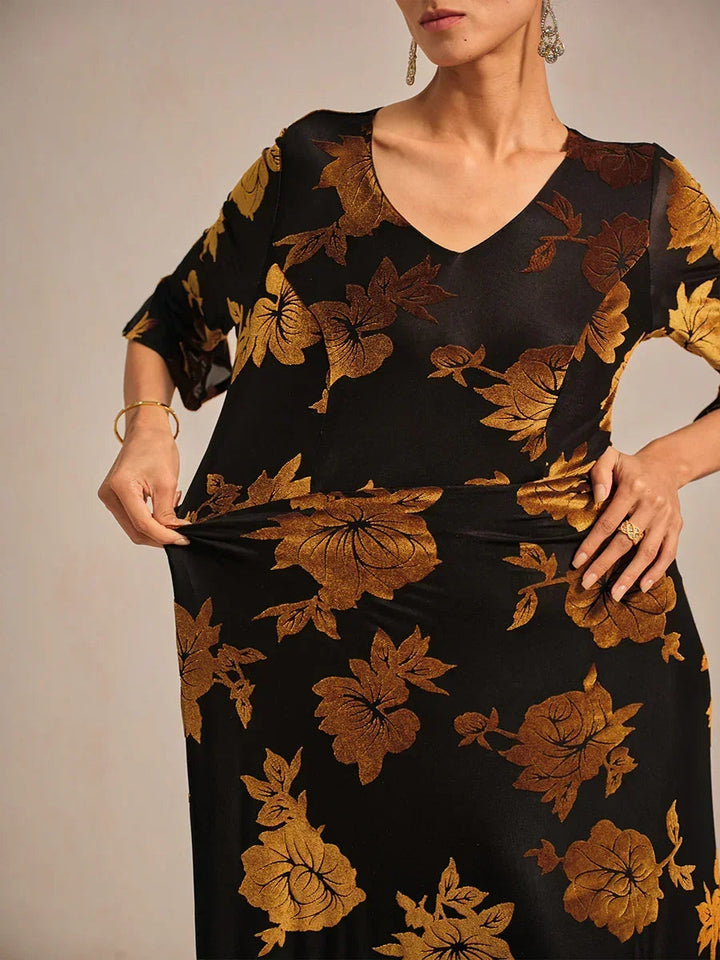 Floral A-Line Dress with Flutter Sleeves