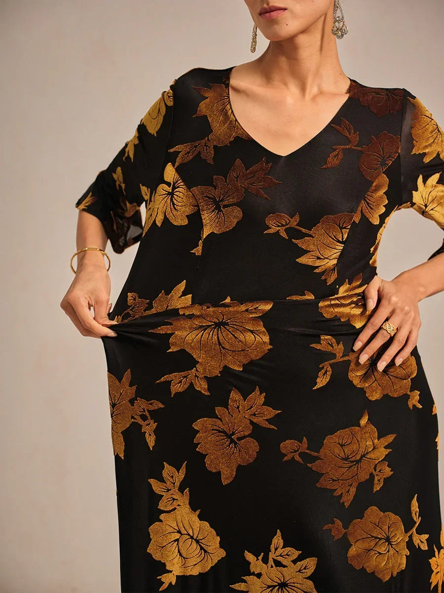 Floral A-Line Dress with Flutter Sleeves