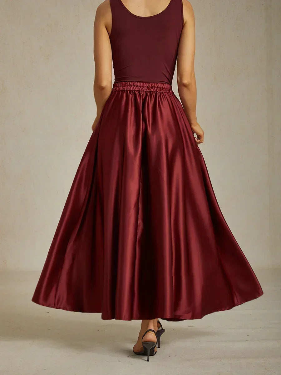 Formal Satin A-Line Ballgown Skirt with Pockets