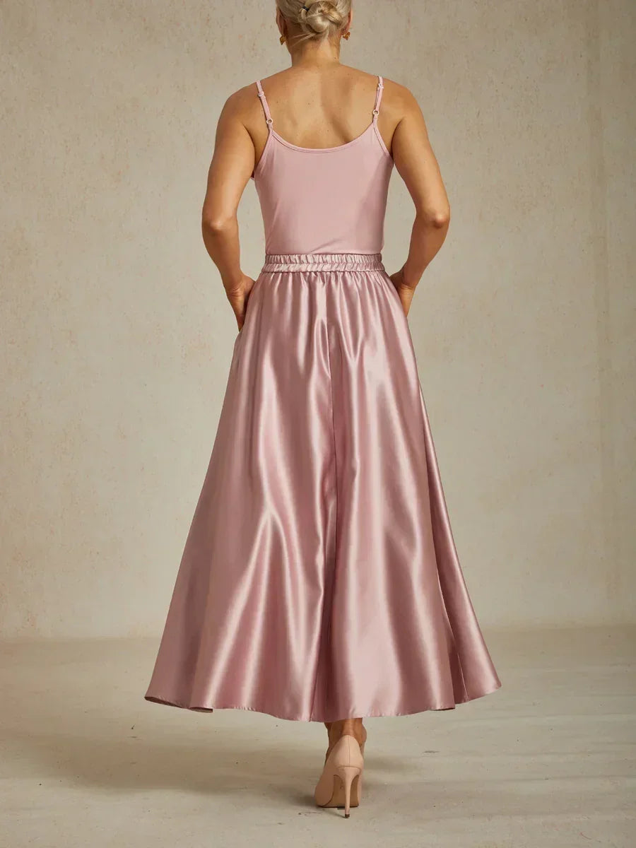 Formal Satin A-Line Ballgown Skirt with Pockets