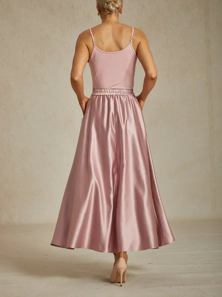 Formal Satin A-Line Ballgown Skirt with Pockets