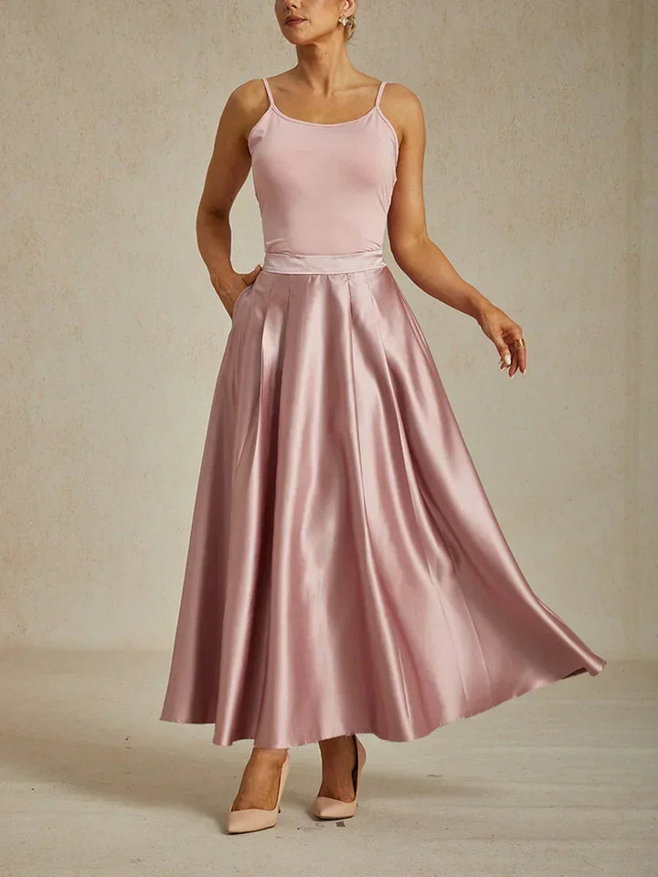 Formal Satin A-Line Ballgown Skirt with Pockets