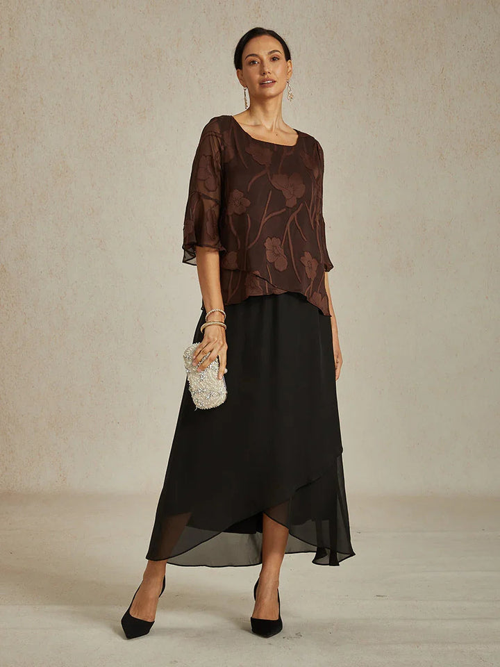 High-Low Overlay Chiffon Skirt with Lining