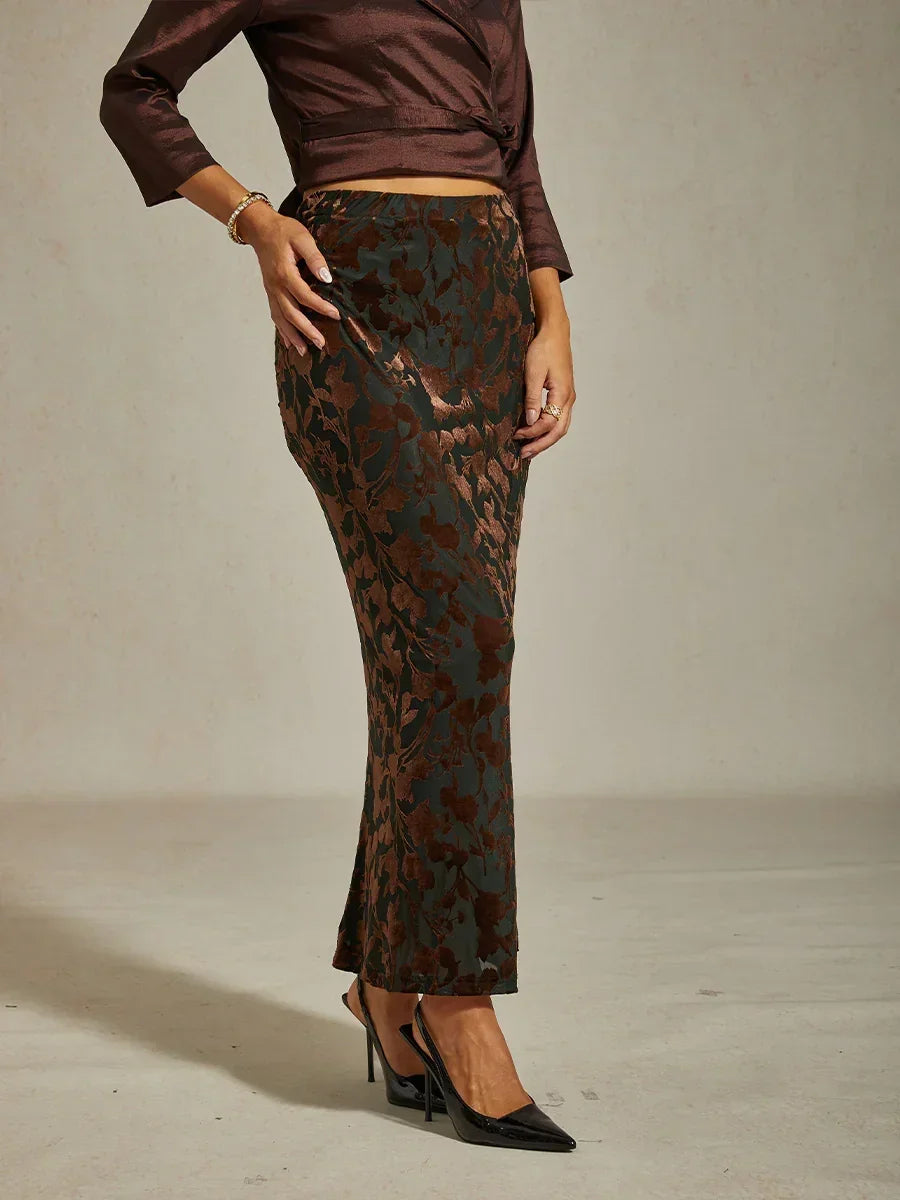 Long Floral Skirt with Fishtail