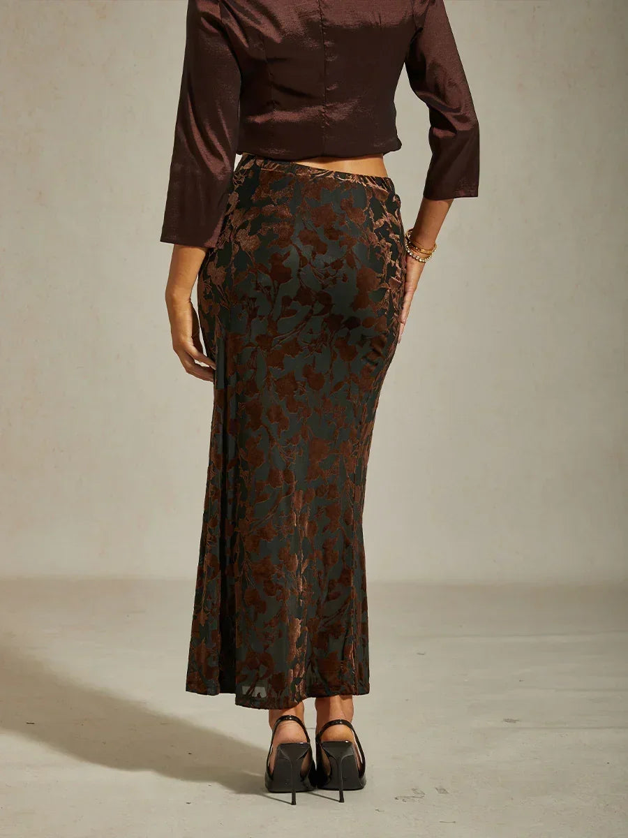Long Floral Skirt with Fishtail