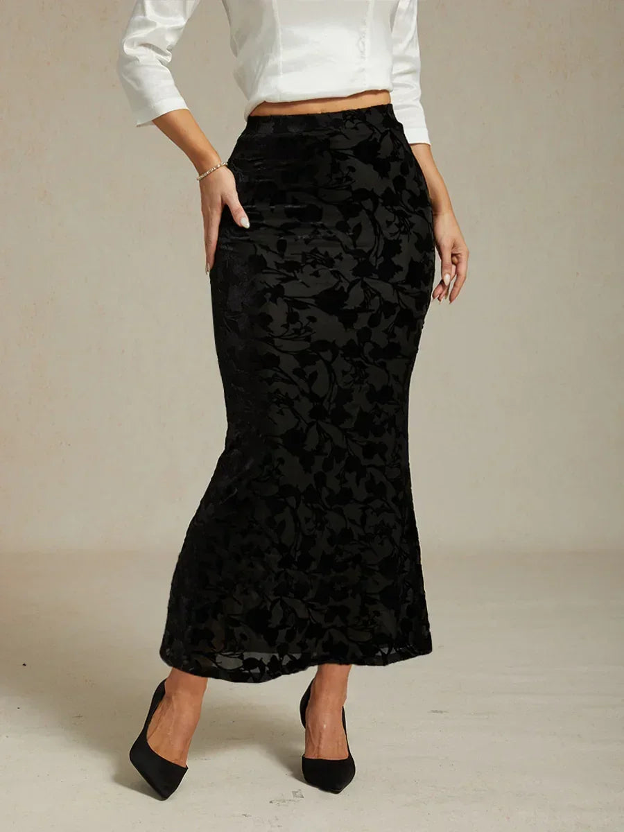 Long Floral Skirt with Fishtail