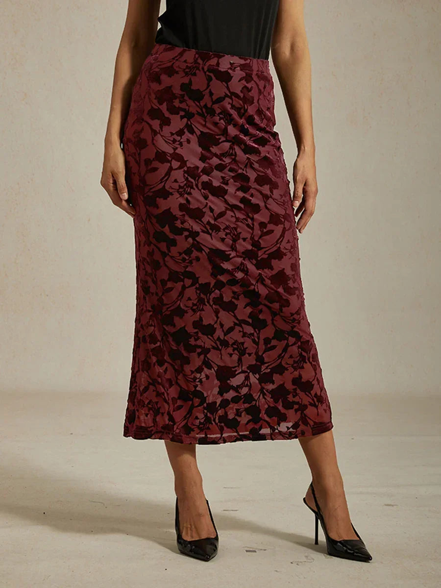 Long Floral Skirt with Fishtail