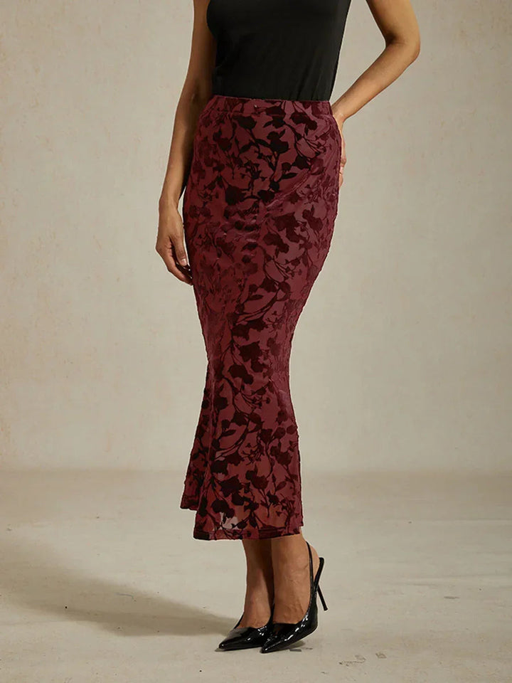 Long Floral Skirt with Fishtail