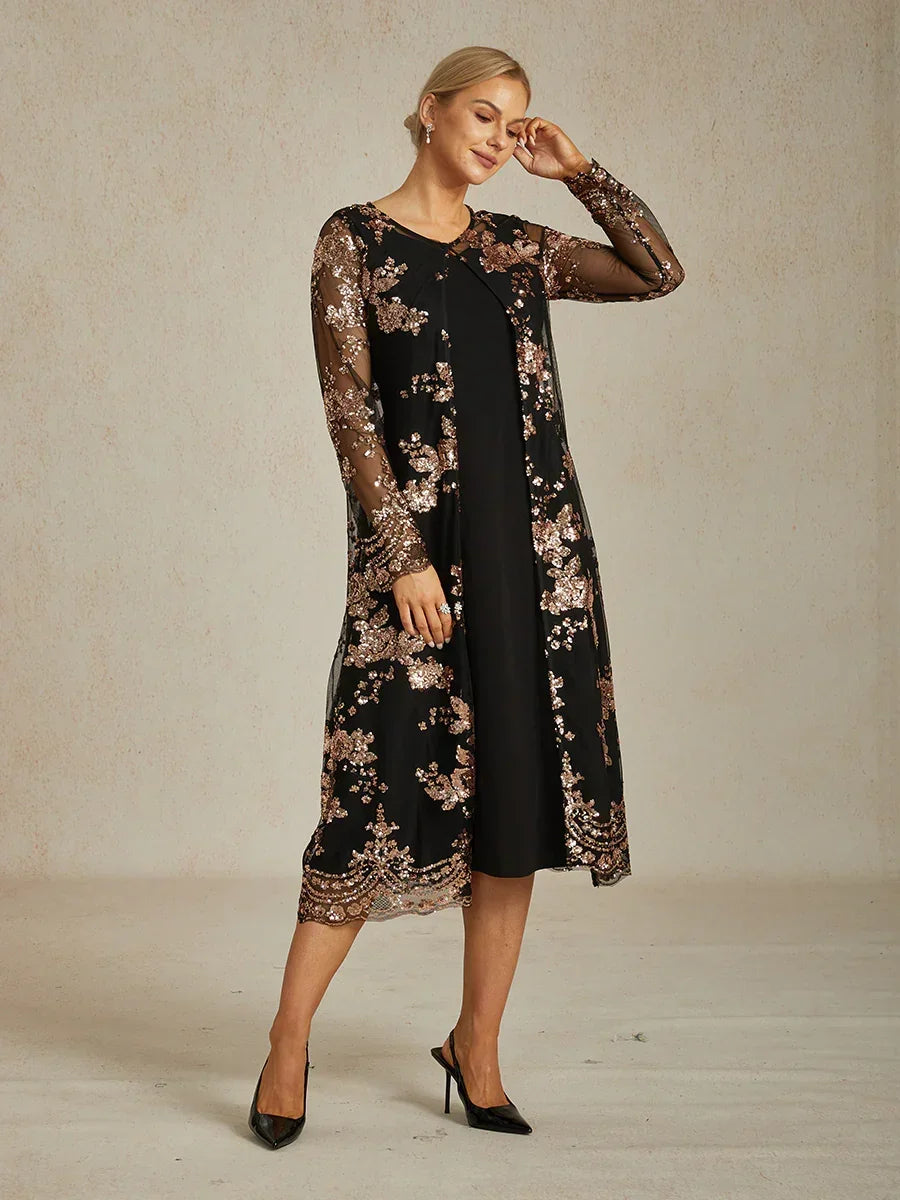 Vintage Sequin Embroidered Jacket Dress