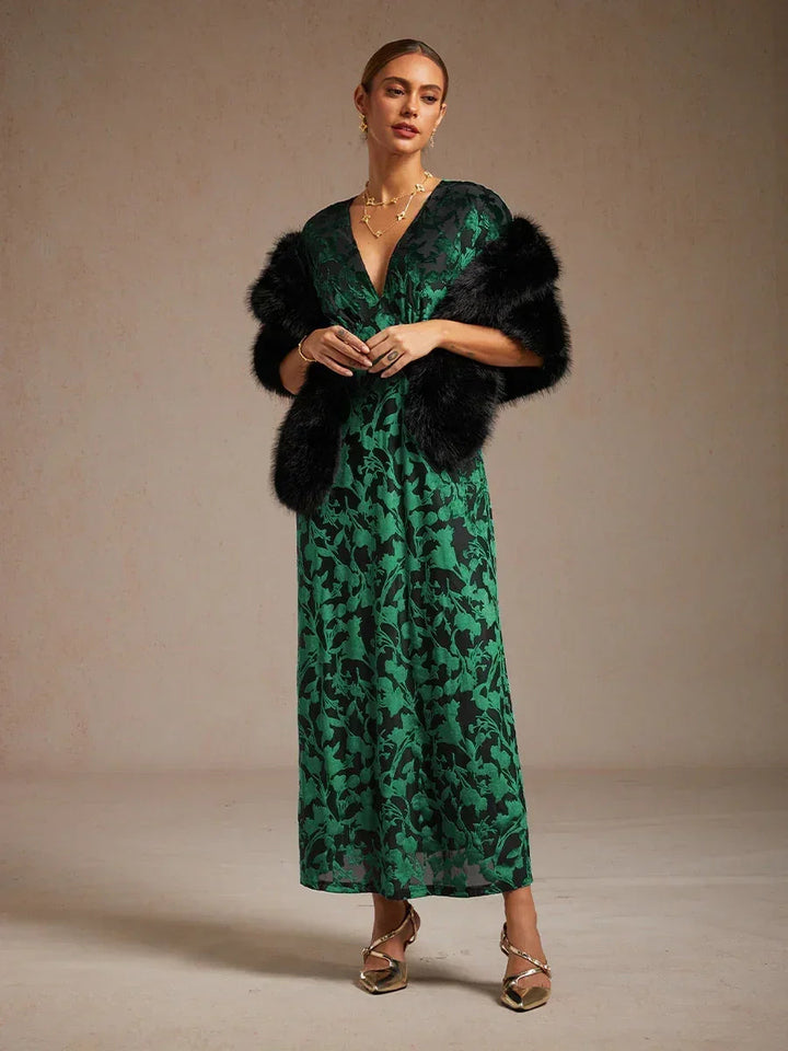 V-Neck Floral Maxi Dress