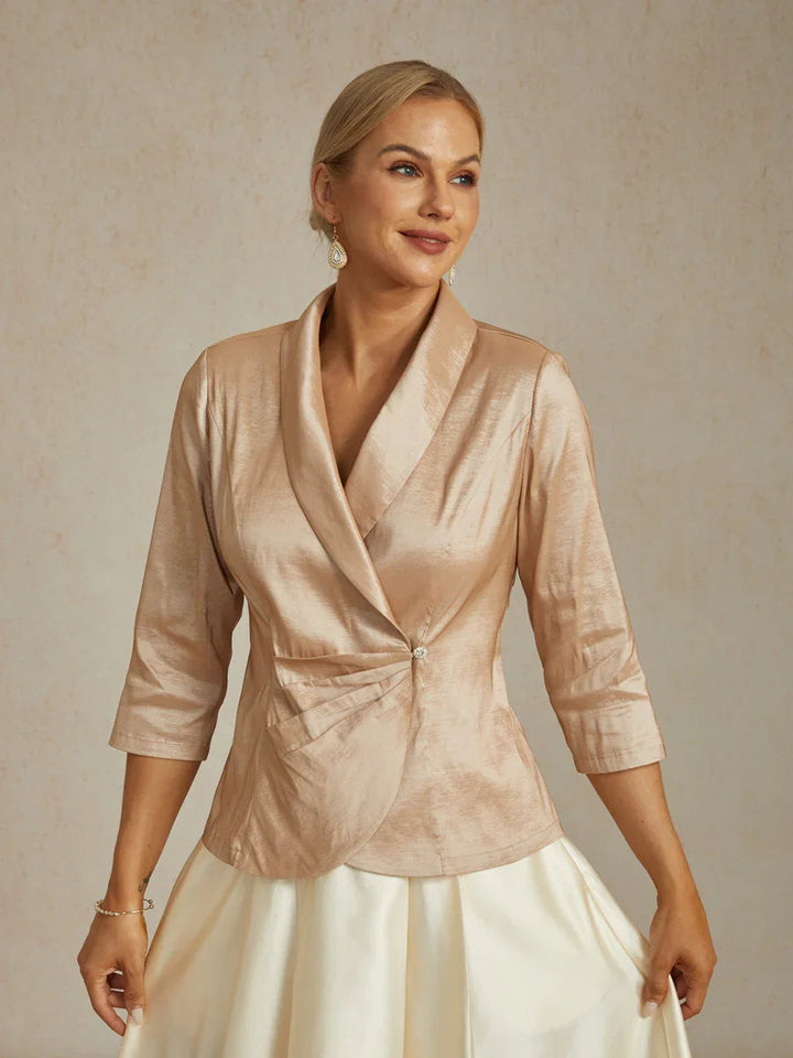 Stretch Taffeta Blouse with Decorative Side Closure