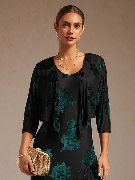 Floral Stretch 3/4 Sleeve Shrug