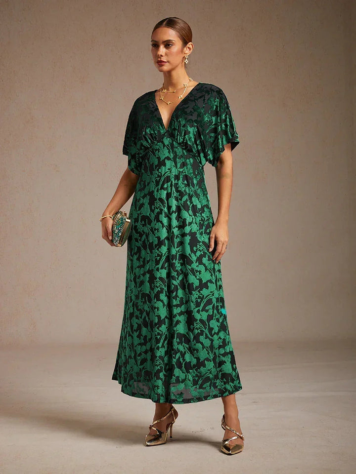 V-Neck Floral Maxi Dress
