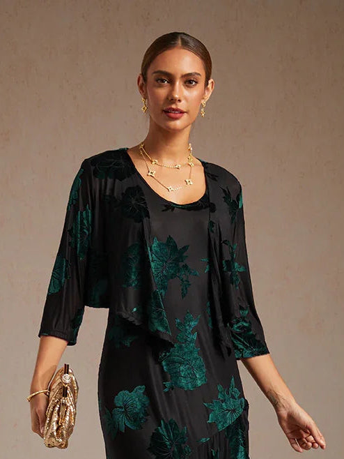 Floral Stretch 3/4 Sleeve Shrug