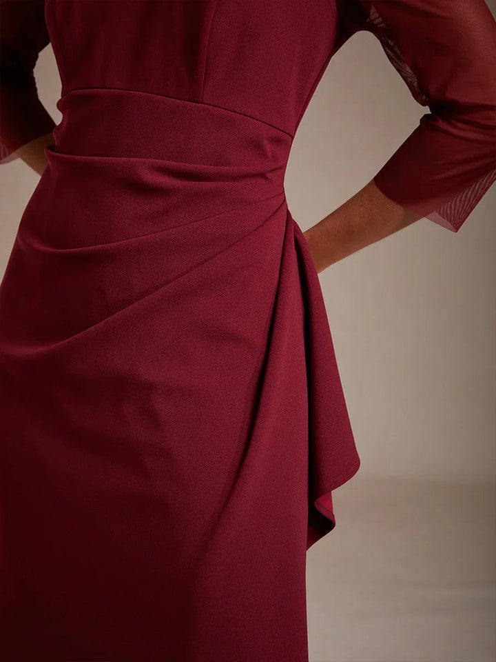 Elegant Beaded Illusion Neckline Formal Dress