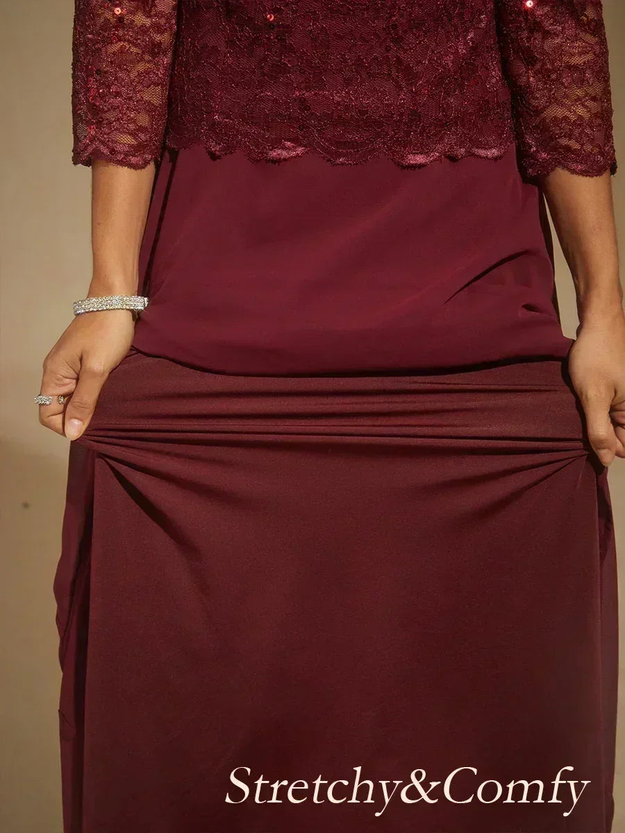 Elegant Lace and Chiffon Floor-Length Dress