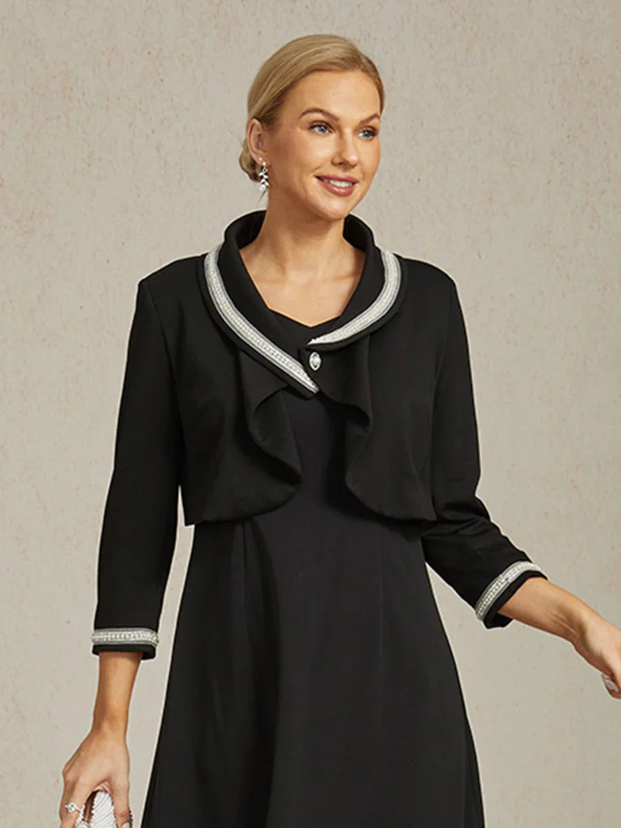 Elegant Stretch Beaded Jacket with Two-Way Styling
