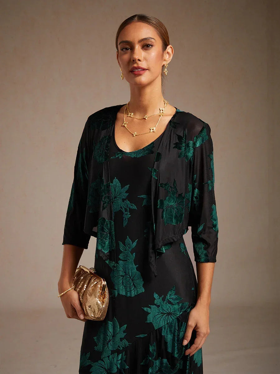 Floral Stretch 3/4 Sleeve Shrug