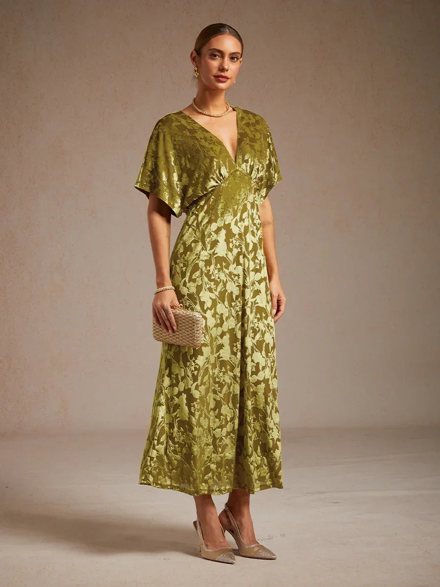 V-Neck Floral Maxi Dress