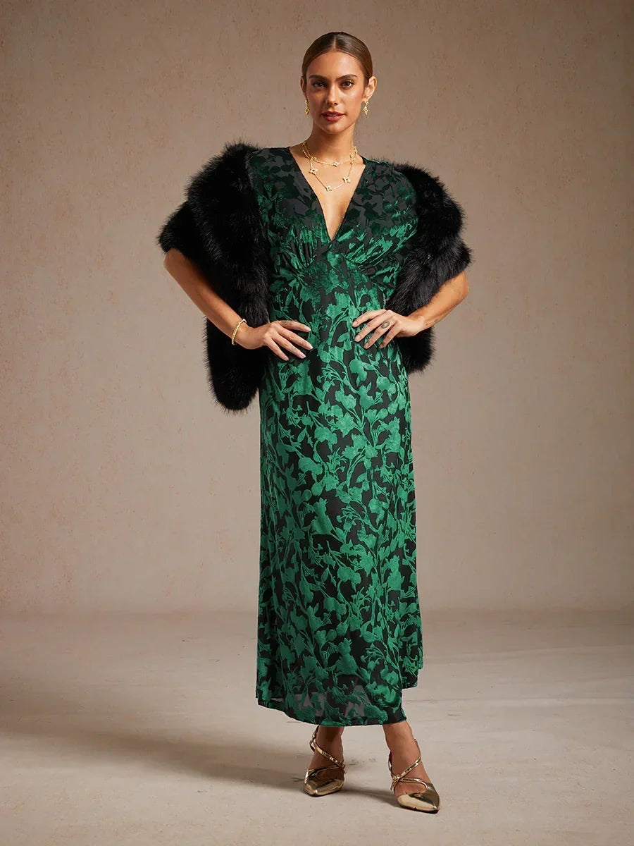 V-Neck Floral Maxi Dress