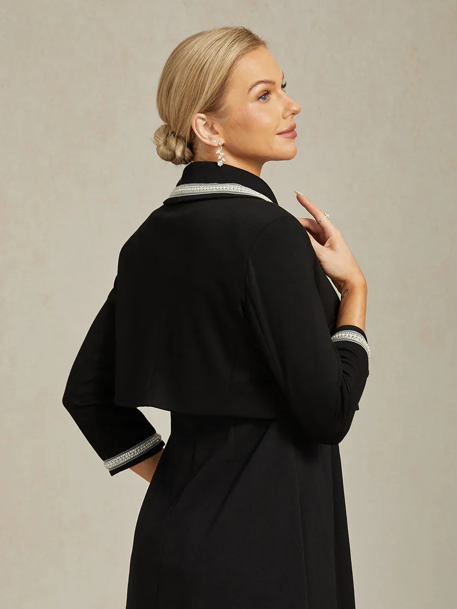 Elegant Stretch Beaded Jacket with Two-Way Styling