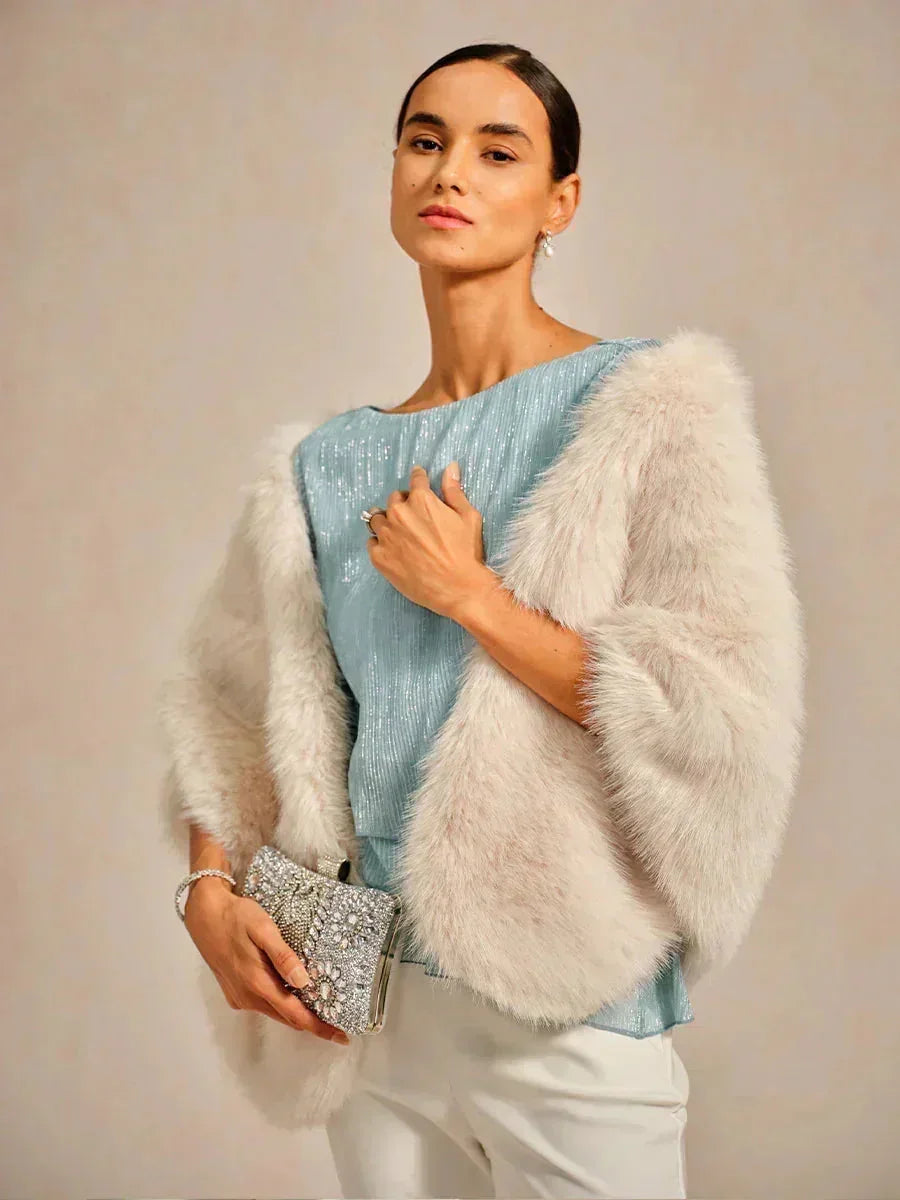 Metallic Pleated Chiffon Asymmetrical Layered Blouse