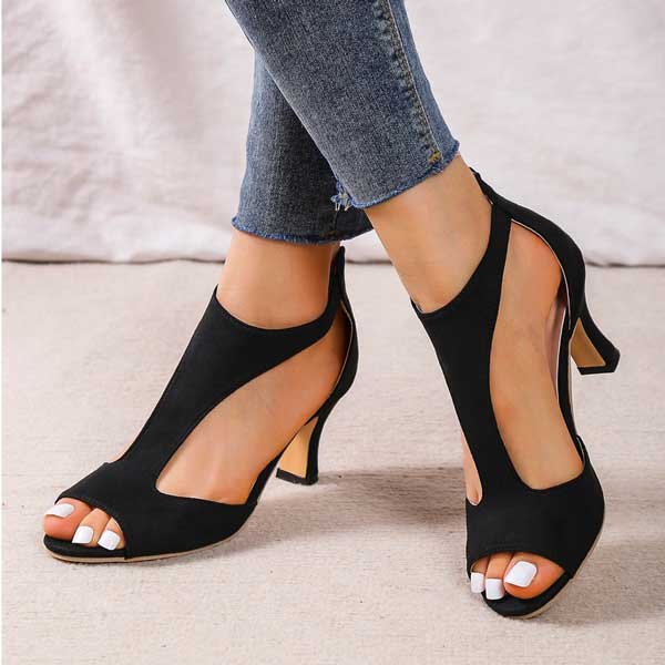 CLARISSE | CUTOUT PEEP TOE HEELS