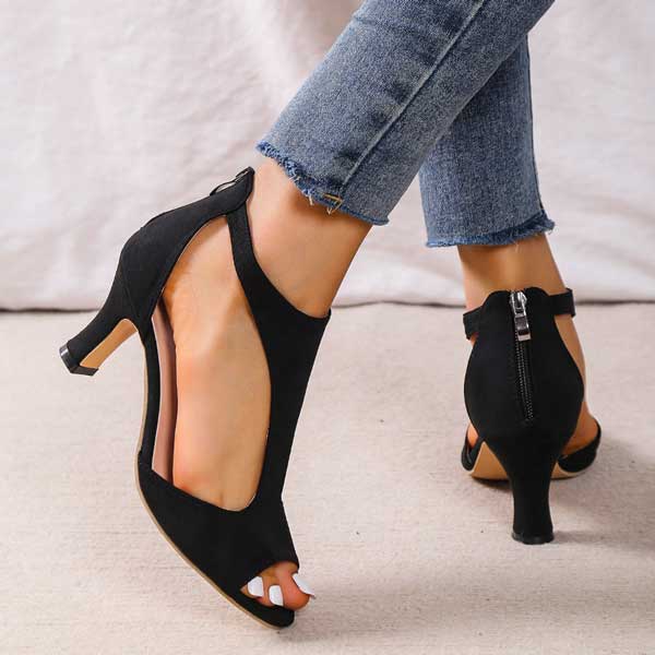 CLARISSE | CUTOUT PEEP TOE HEELS