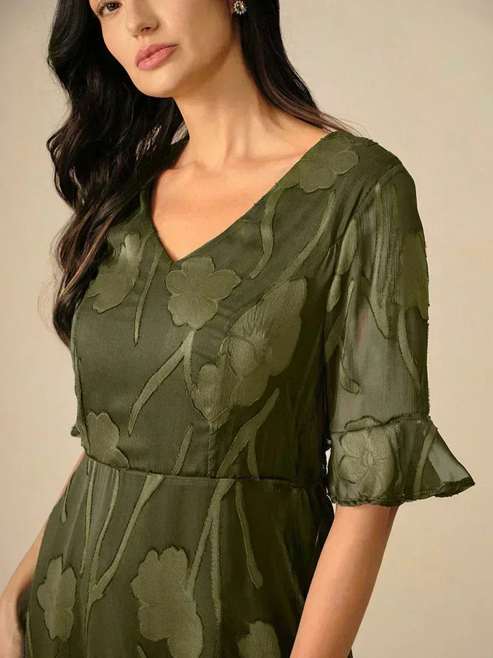 Ruffle Flutter Lace Maxi Dress